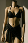 Bikini Noir +Paréo Texturé