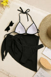 Bikini Noir +Paréo Texturé